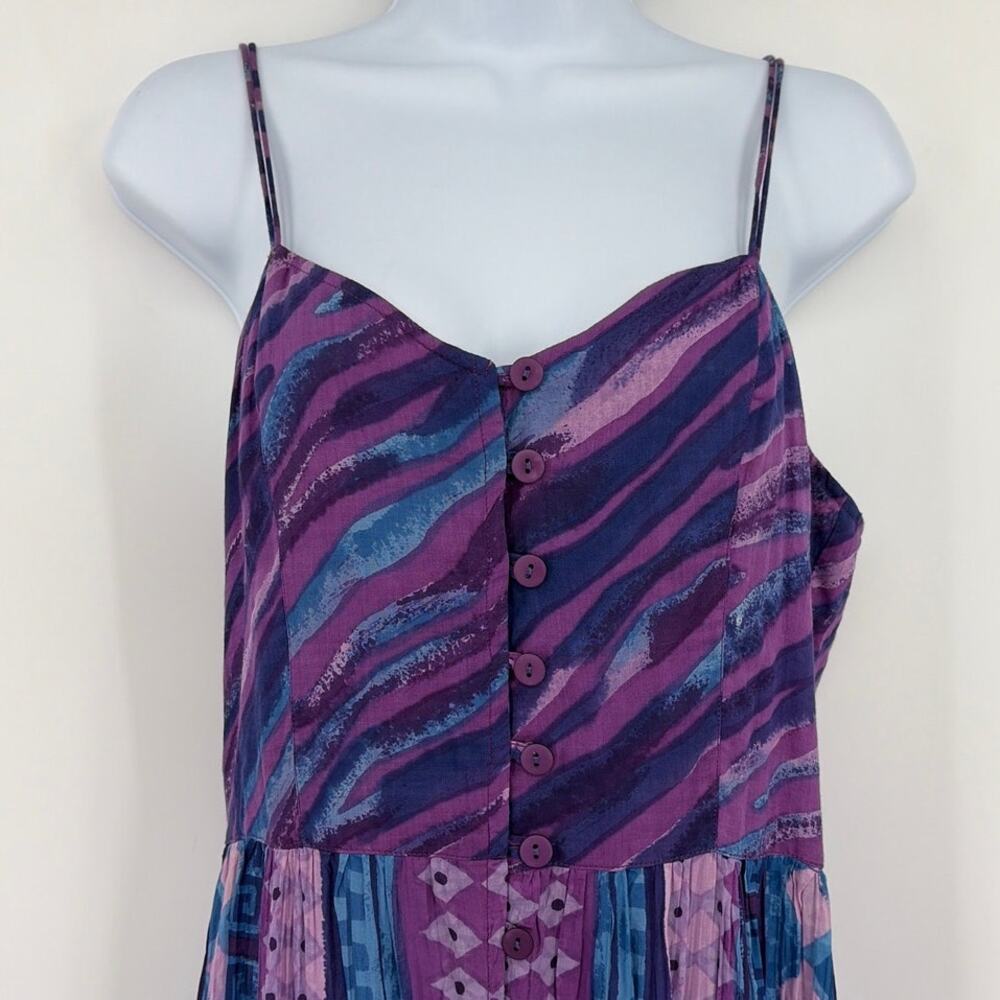 Vtg 90s Phool Boho Maxi Dress Large Festival Indie Tier Smocked Hippie Smocked - Picture 3 of 11
